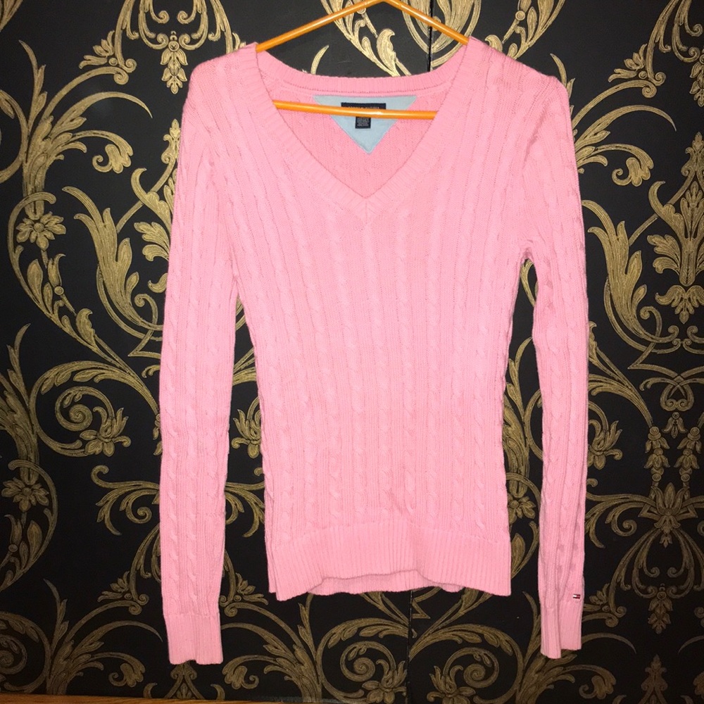 Tommy Hilfiger pink v neck sweater